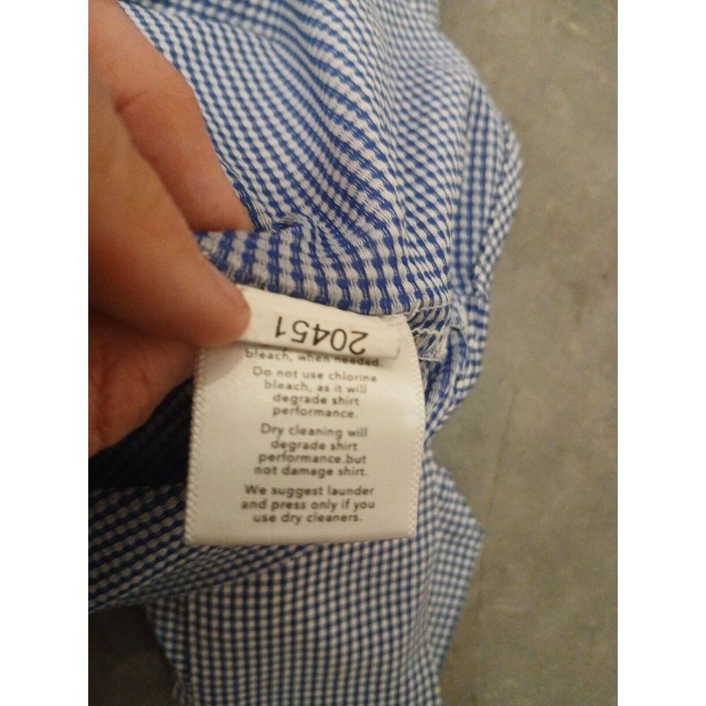Mizzen & Main Shirt Men LARGE Blue Gingham Check Trim Fit Performance Button Up - Picture 5 of 5
